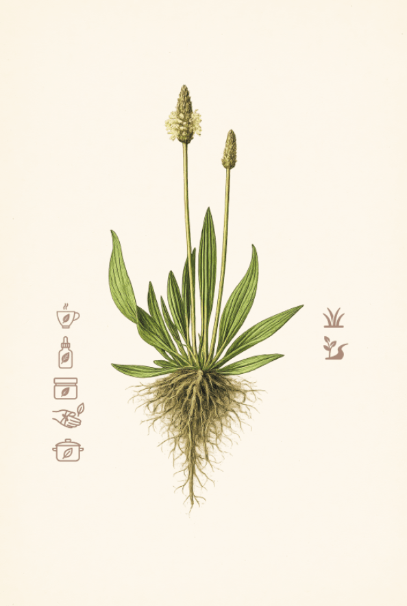 Spitzwegerich - Botanische Zeichnung